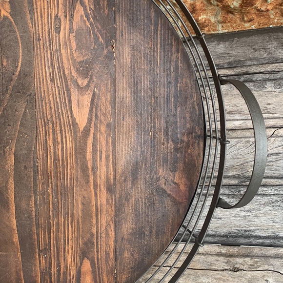 Vintage Rustic Farmhouse Wooden / Metal Tray - Picture 3 of 7